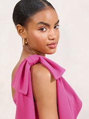Lipsy Pink One Shoulder Bow Maxi Dress - Image 4 of 5
