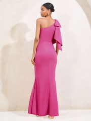 Lipsy Pink One Shoulder Bow Maxi Dress - Image 5 of 5