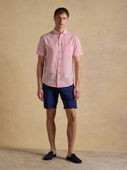 Joules Pink Linen Blend Short Sleeve Shirt - Image 4 of 8