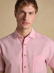 Joules Pink Linen Blend Short Sleeve Shirt - Image 5 of 8