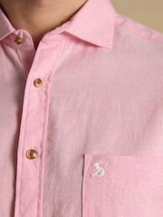 Joules Pink Linen Blend Short Sleeve Shirt - Image 6 of 8