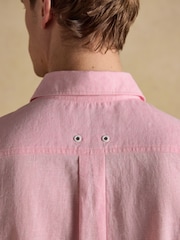 Joules Pink Linen Blend Short Sleeve Shirt - Image 7 of 8
