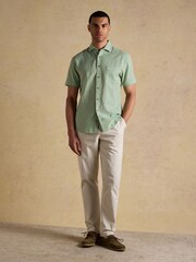 أخضر - قميص من مزيج الكتان بكُم قصير من Joules - صورة 4 من 8