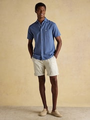 Joules Linen Blend Blue Denim Short Sleeve Shirt - Image 3 of 7