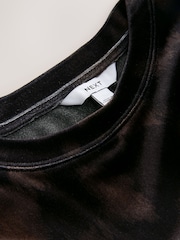 Chocolate Brown Animal Short Sleeve Velvet Crew Neck T-Shirt - Image 3 of 3