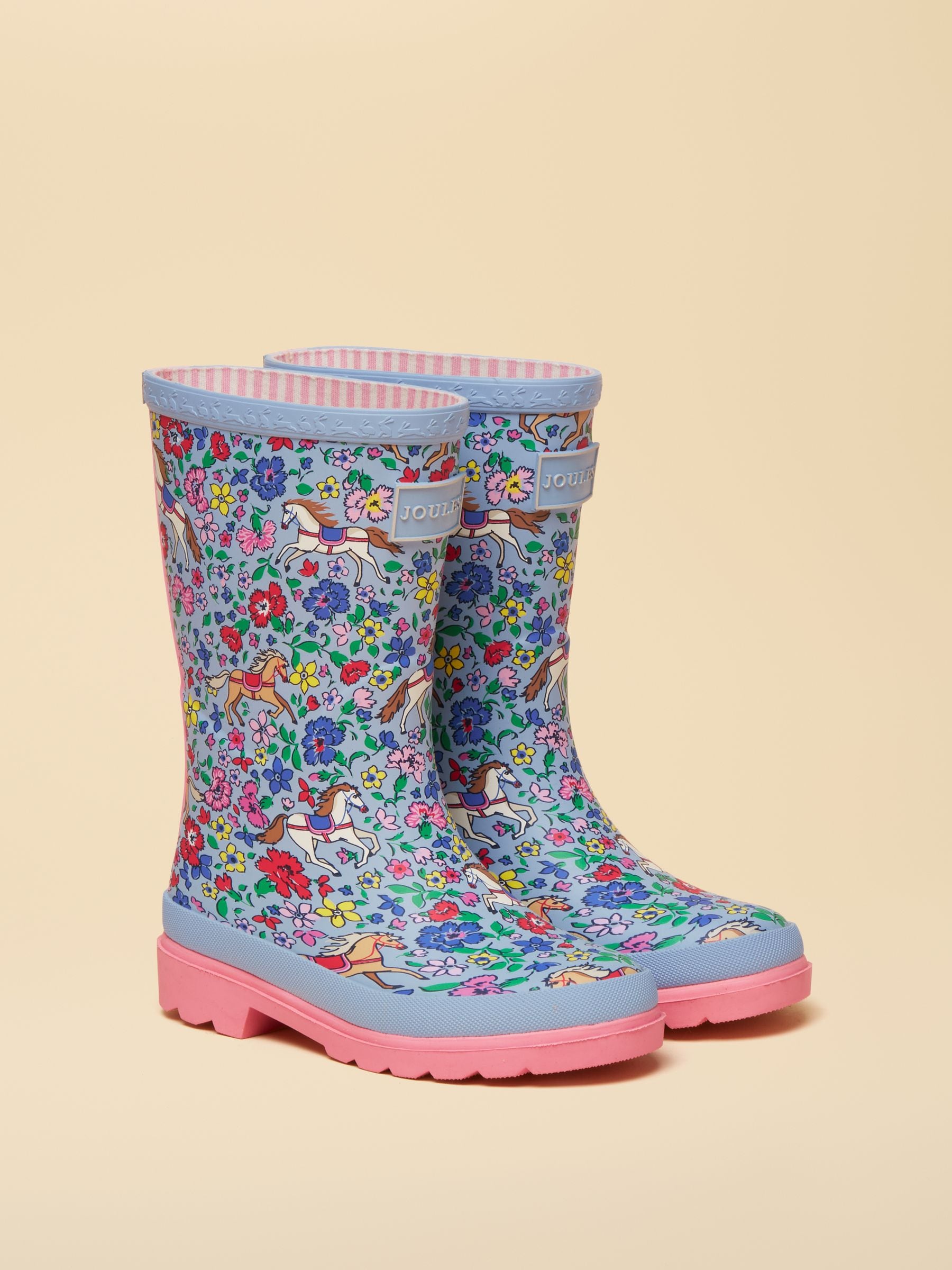 Buy Joules Kids' Blue Horse Printed Wellies from Next USA