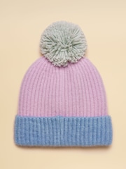 Joules Explorer Lilac Blue Bobble Beanie - Image 2 of 3
