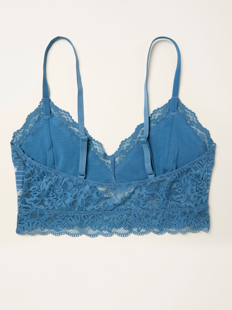 FatFace Blue Floral Stripe Bralette - Image 2 of 2