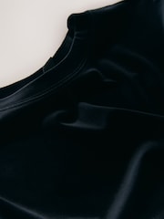Black Short Sleeve Velvet Crew Neck T-Shirt - Image 3 of 3