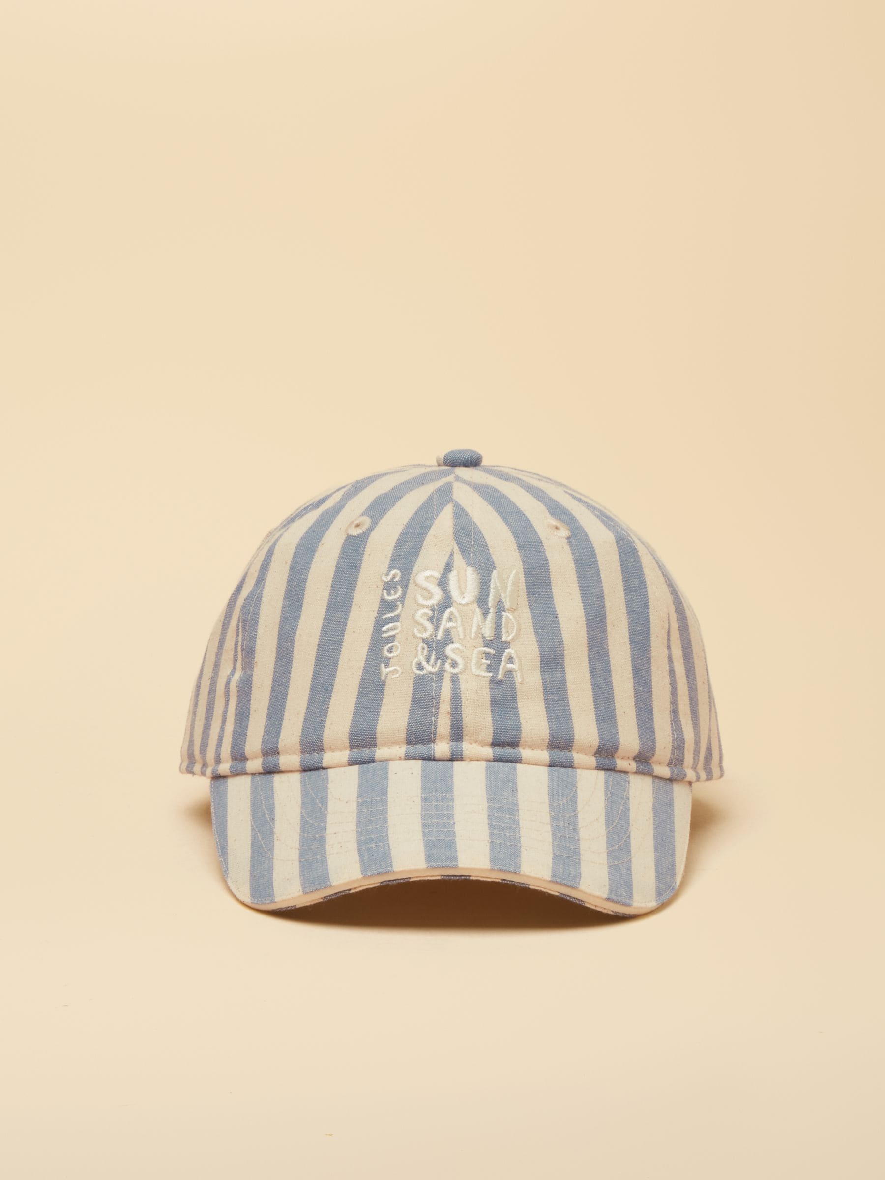Joules Unisex ' Daley Baseball Cap Blue Ecru Stripe Size 8-12 Yrs Kids