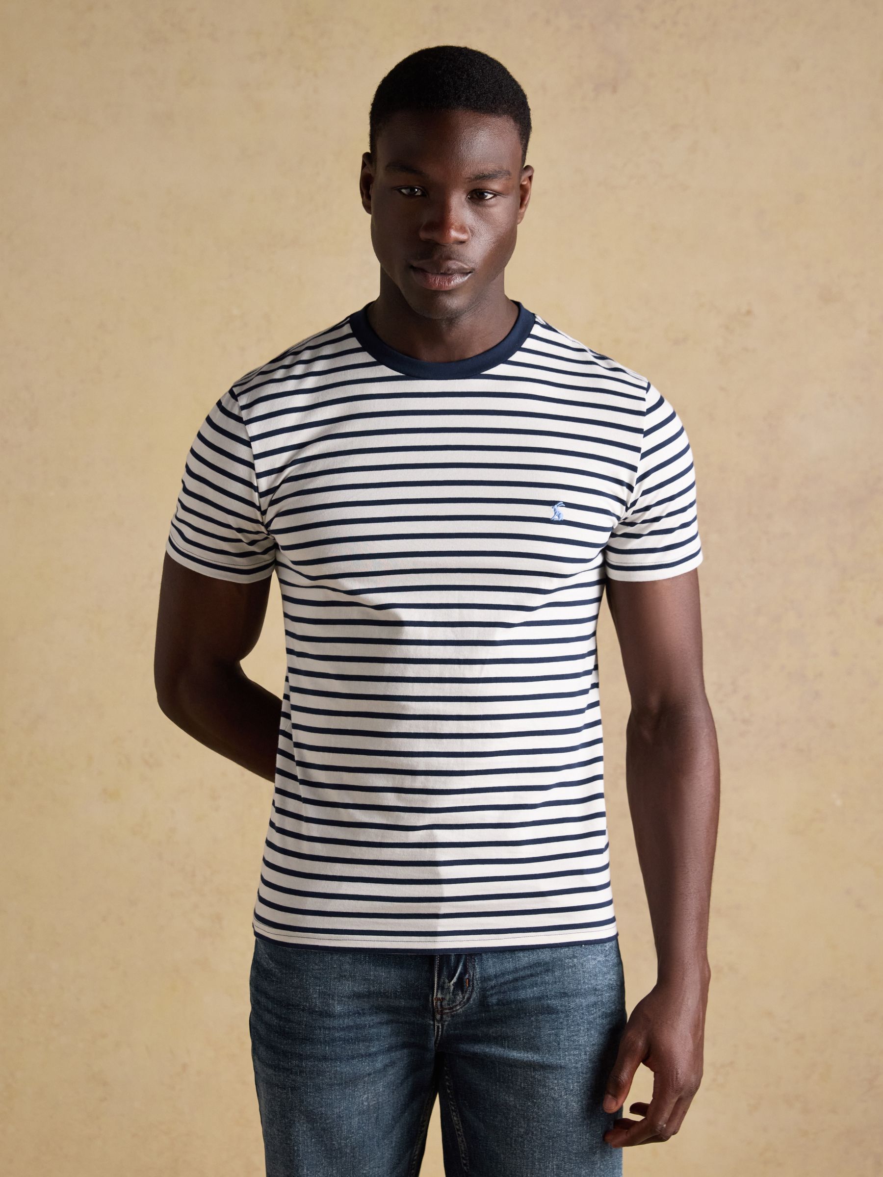 Joules Men's Everyday Classic Fit Cotton T-Shirt Navy & White Stripe Extra Large