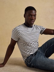 Joules Navy & White Stripe Classic Fit Cotton T-Shirt - Image 6 of 7
