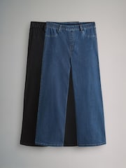 The Set Black/Dark Blue 2 Pack Wide Leg Denim Jeggings - Image 1 of 5