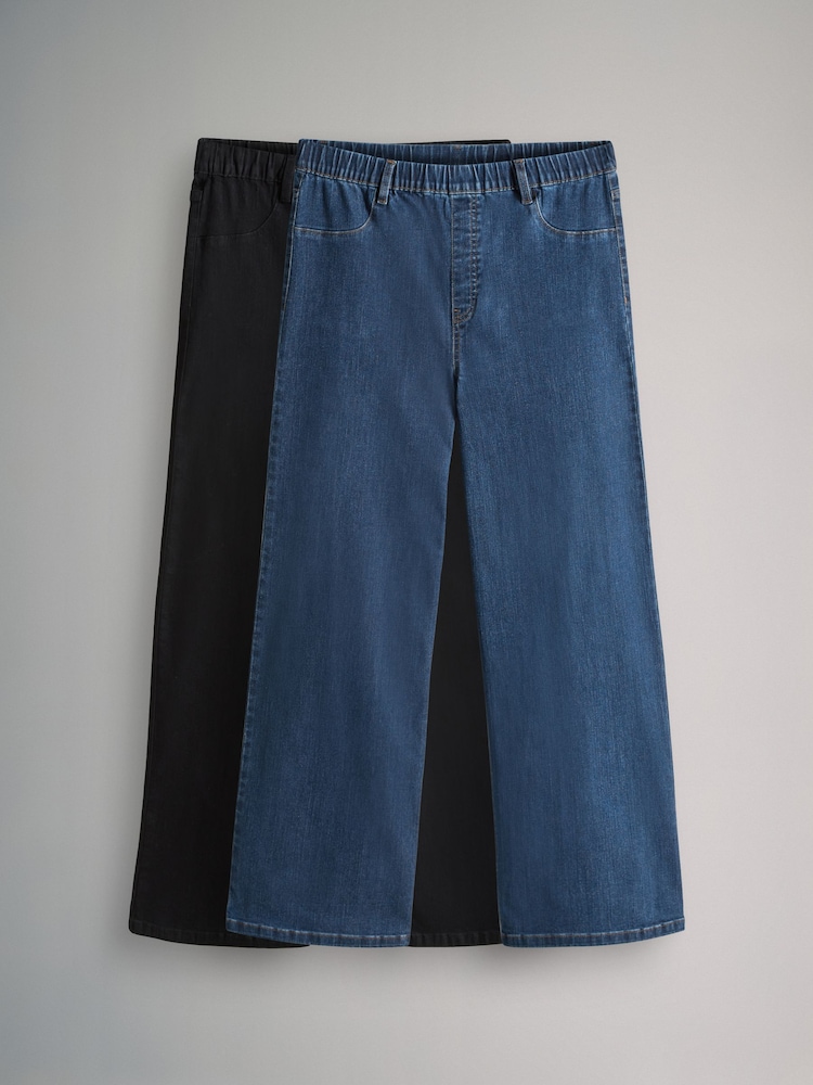 The Set Black/Dark Blue 2 Pack Wide Leg Denim Jeggings - Image 1 of 5