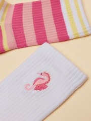 Joules Kids' Volley Pink Seahorse 2 Pack Tennis Sock - Image 2 of 3