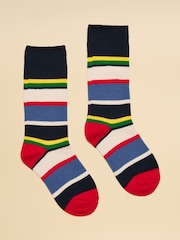 Joules Kids' Wader Navy Multi Welly Sock - Image 1 of 3