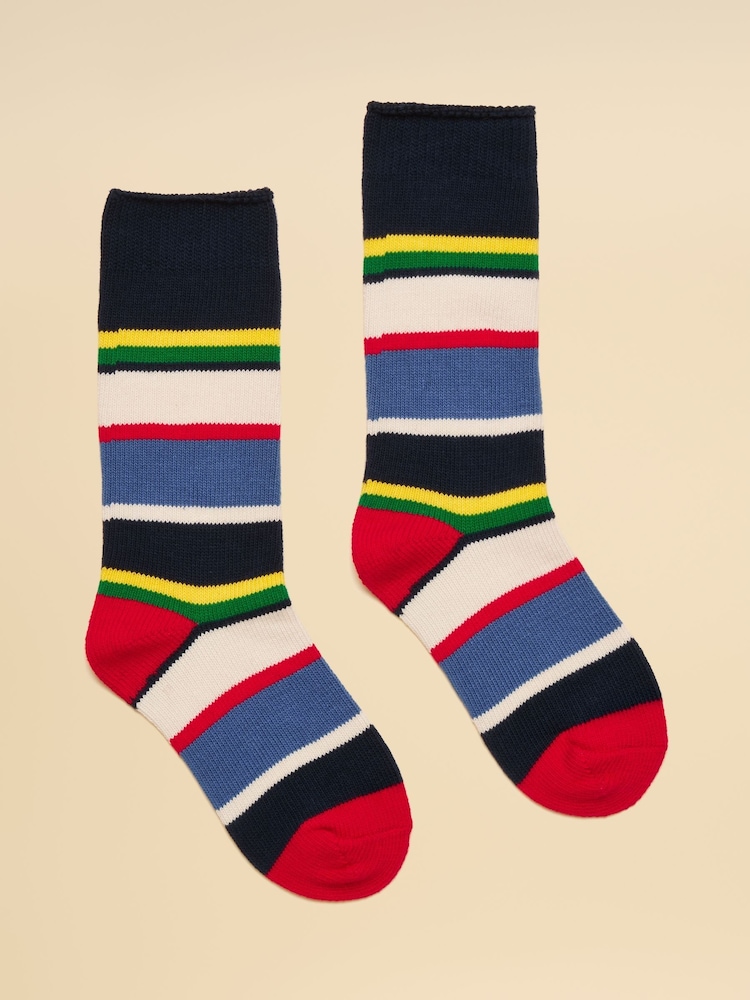 Joules Kids' Wader Navy Multi Welly Sock - Image 1 of 3