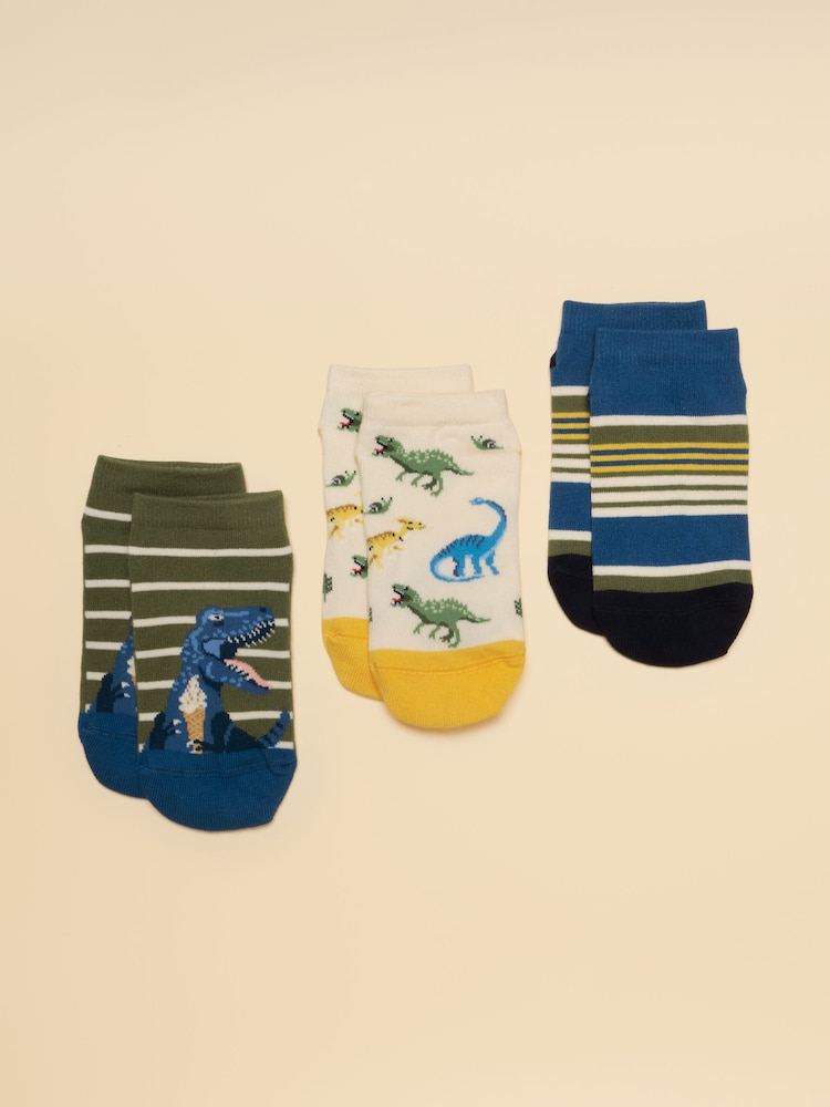 Joules Kids' Rilla Green Dino 3 Pack Socks - Image 1 of 3