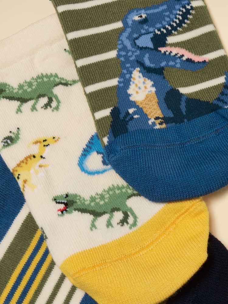 Joules Kids' Rilla Green Dino 3 Pack Socks - Image 2 of 3