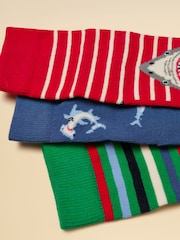 Joules Eat Feet Red Blue Shark 3 Pack Socks - Image 3 of 3