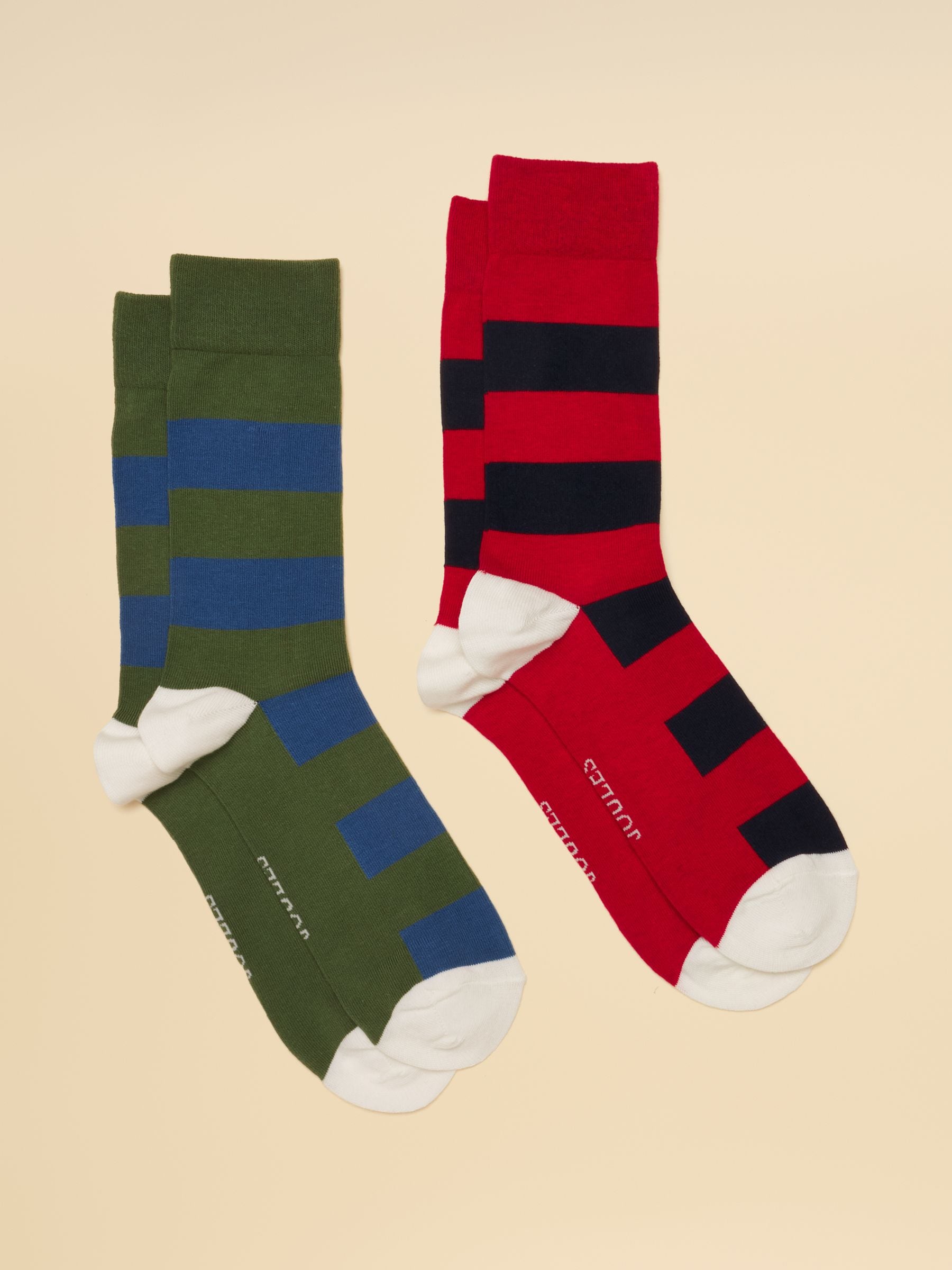 Joules Men's Kingsbury Socks 2 Pack (-12) Khaki Red One