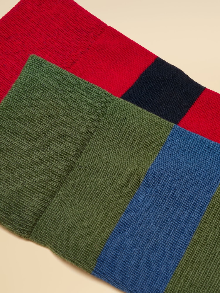 Joules Men's Kingsbury Khaki Red Socks 2 Pack (size 7-12) - Image 2 of 3 Joules Men's Kingsbury Khaki Red Socks 2 Pack (size 7-12) - Image 2 of 3