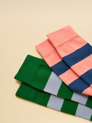 Joules Men's Kingsbury Pink Green Socks 2 Pack (size 7-12) - Image 2 of 3