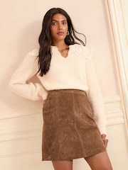 Love & Roses Tan Brown Real Suede Mini Skirt - Image 2 of 4