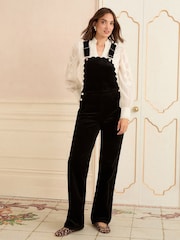 Love & Roses Black Corduroy Scallop Edge Dungarees - Image 3 of 4