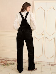 Love & Roses Black Corduroy Scallop Edge Dungarees - Image 4 of 4