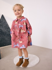 Chocolate Brown Character Long Sleeve Cotton Dress (3mths-8yrs) - Image 1 of 1