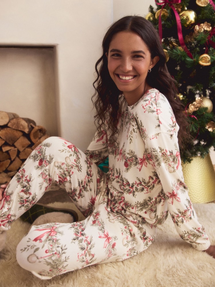 Oatmeal Wreath Cosy Long Sleeve Pyjamas - Image 1 of 9