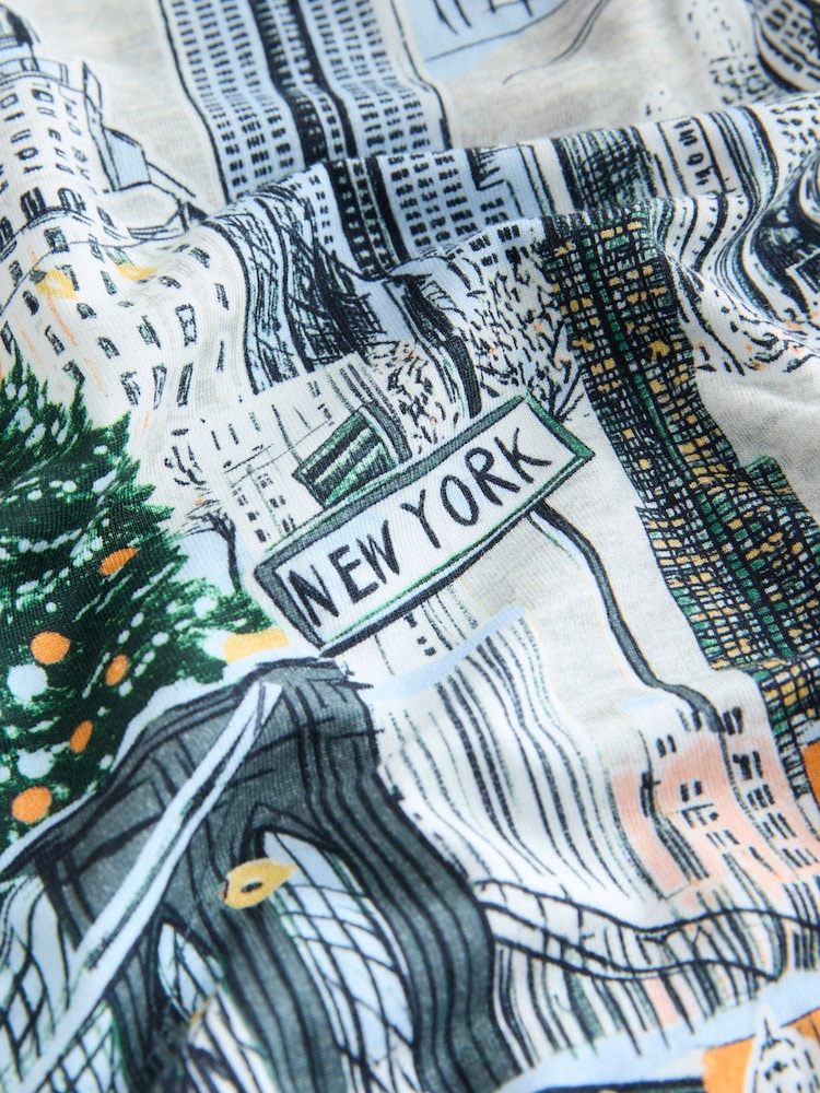 Oatmeal NYC Long Sleeve Gift Wrap Pyjamas - Image 2 of 5 Oatmeal NYC Long Sleeve Gift Wrap Pyjamas - Image 2 of 5