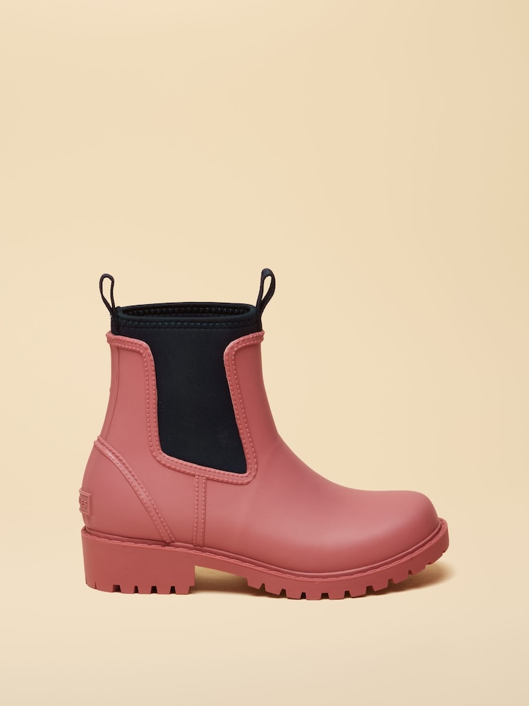Joules Oakfield Pink Blue Short Neoprene Lined Wellies - Image 2 of 5