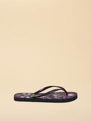 Joules Sandy Navy Floral Printed Flip Flops - Image 2 of 5