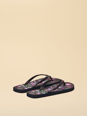 Joules Sandy Navy Floral Printed Flip Flops - Image 3 of 5