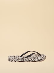 黑色米色 - Joules Sandy Printed Flip Flops - 圖片 2/5