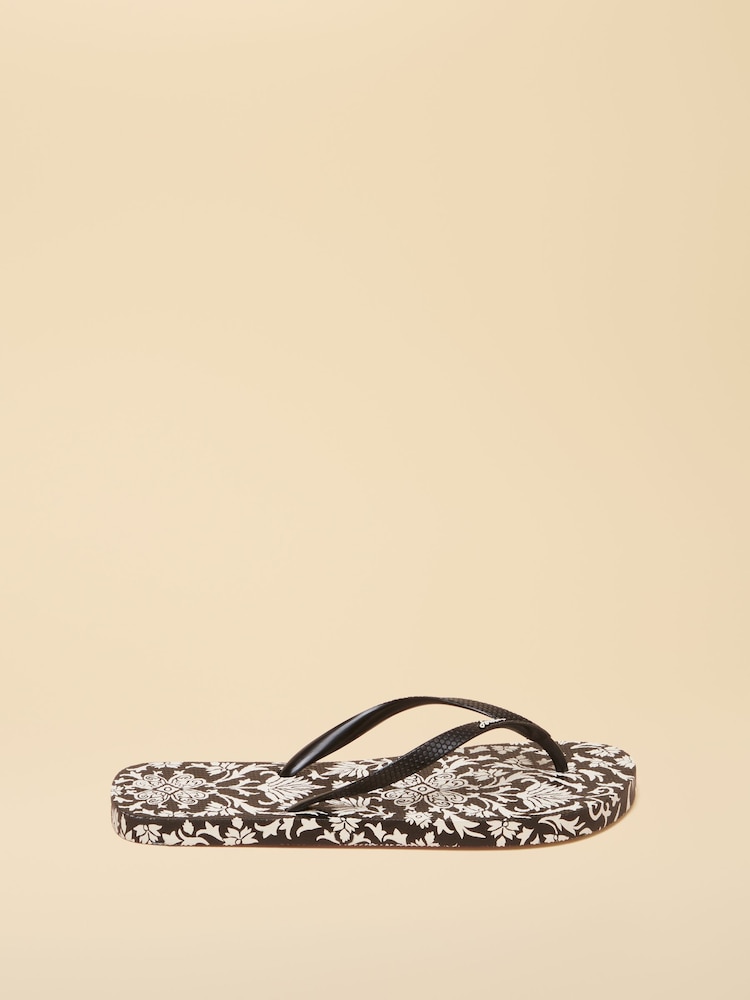 黑色米色 - Joules Sandy Printed Flip Flops - 圖片 2/5