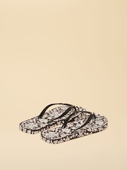 黑色米色 - Joules Sandy Printed Flip Flops - 圖片 3/5