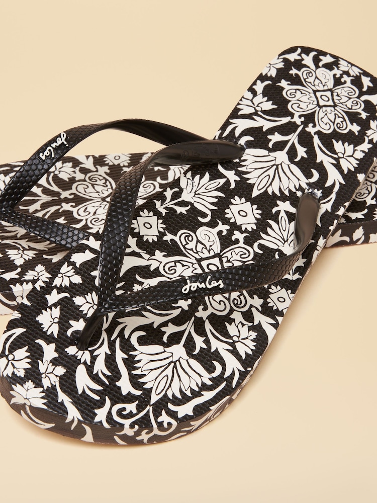 黑色米色 - Joules Sandy Printed Flip Flops - 圖片 5/5