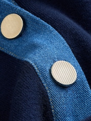Navy Denim Detailed Collar - Kompakten udoben pulover z okroglim ovratnikom in rebrastim detajlom - Slika 3 iz 3