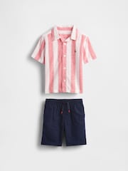 Gap Red Stripe Linen-Cotton Cabana Shirt & Shorts Set (6mths-5yrs) - Image 2 of 3