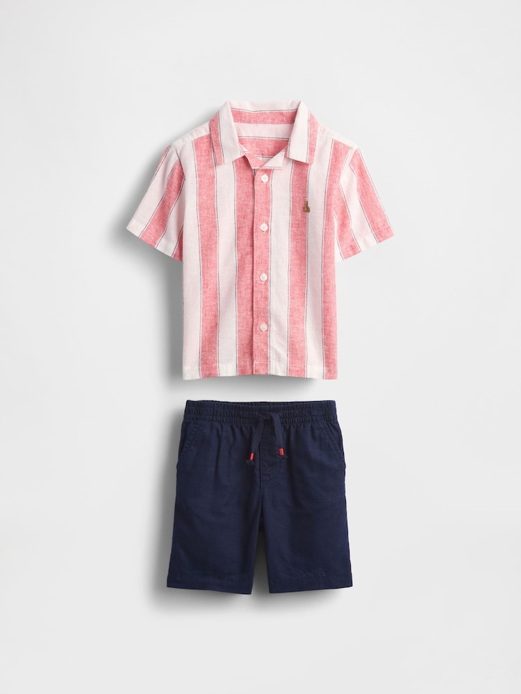 Gap Red Stripe Linen-Cotton Cabana Shirt & Shorts Set (6mths-5yrs) - Image 2 of 3