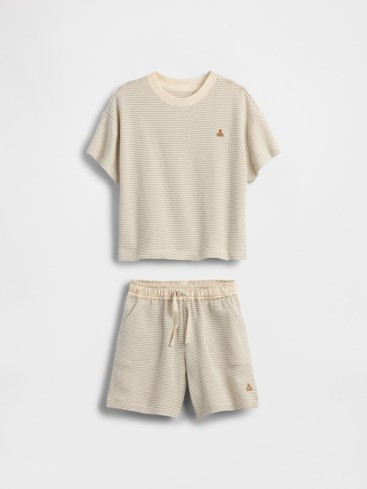 Gap Beige Brannan Bear Textured T-Shirt & Shorts Outfit Set (6mths-5yrs) - Image 2 of 4