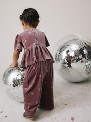 Mink Pink Bow - Velvet Co-ord Set (3mths-8yrs) - صورة 3 من 8