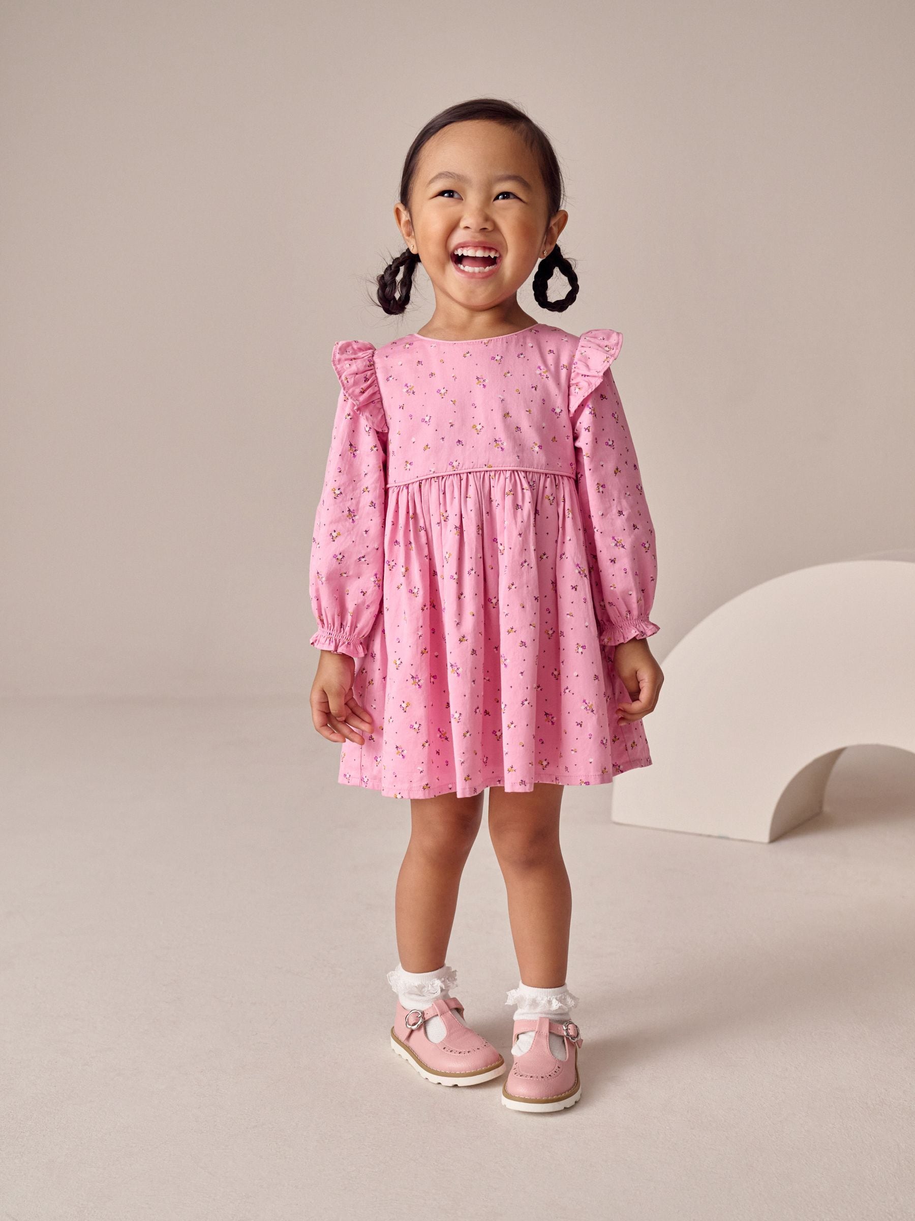 Buy Pink Frill Long Sleeve Dress (3mths-8yrs) from Next Croatia