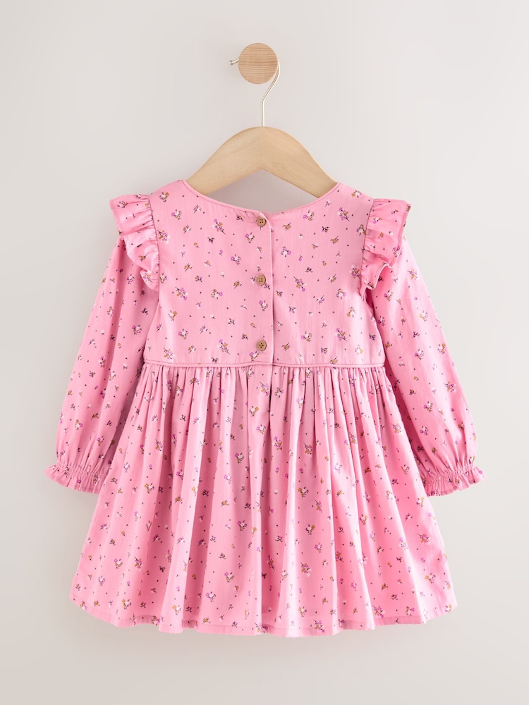 Buy Pink Frill Long Sleeve Dress (3mths-8yrs) from Next USA