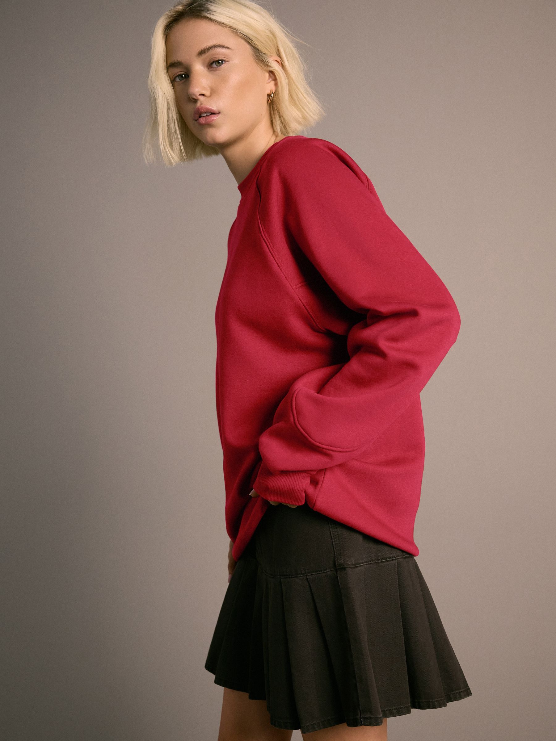 Buy Cherry Red Relaxed Fit Heavyweight Regular Crew Neck
