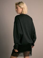 Black Seasonal Christmas Graphic Lobster 'Santa Claws' Longsleeve Crewneck Sweatshirt - Image 4 of 8