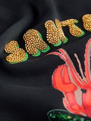 Black Seasonal Christmas Graphic Lobster 'Santa Claws' Longsleeve Crewneck Sweatshirt - Image 7 of 8